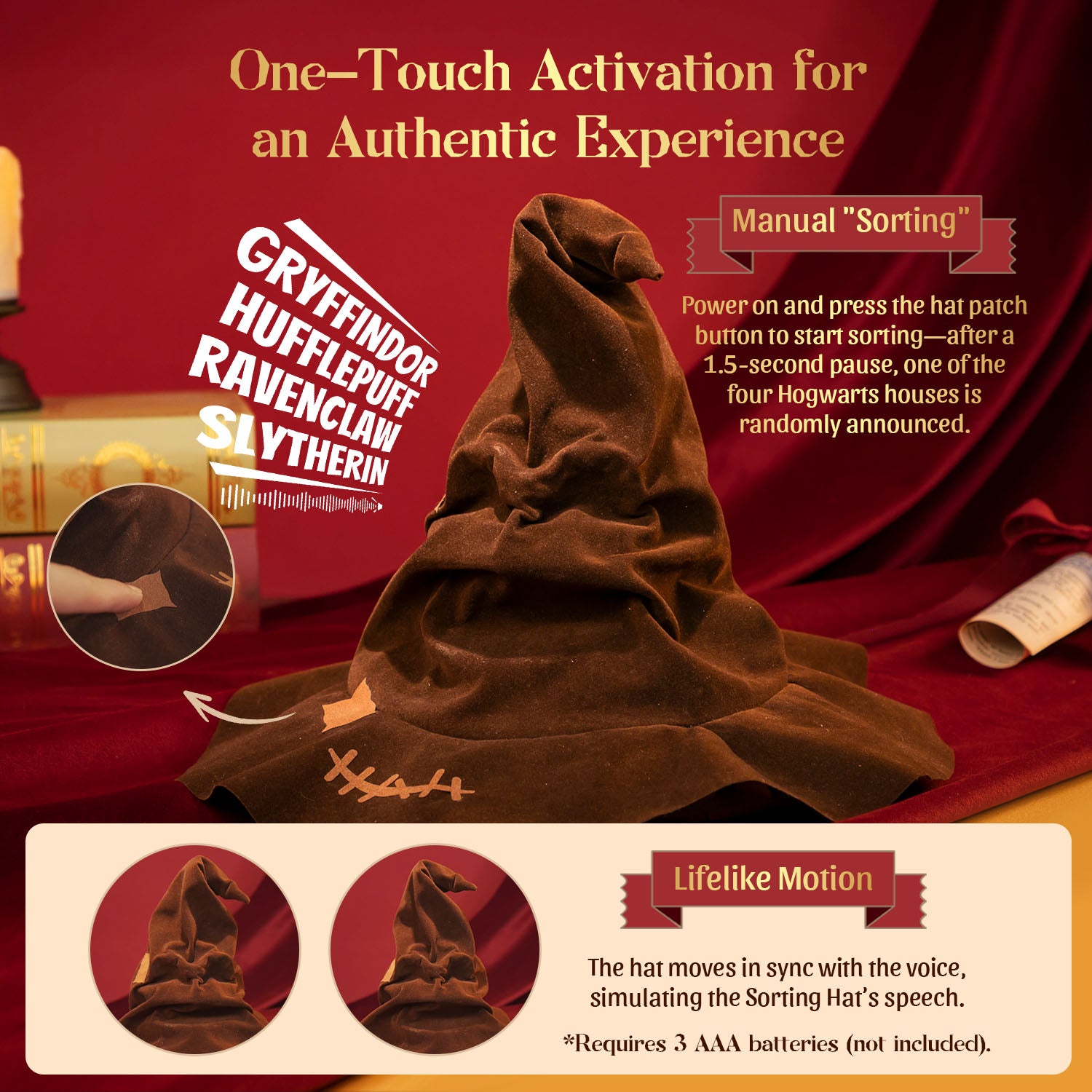 Puremind x Harry Potter Talking Sorting Hat Wooden Gallery - lifelike motion