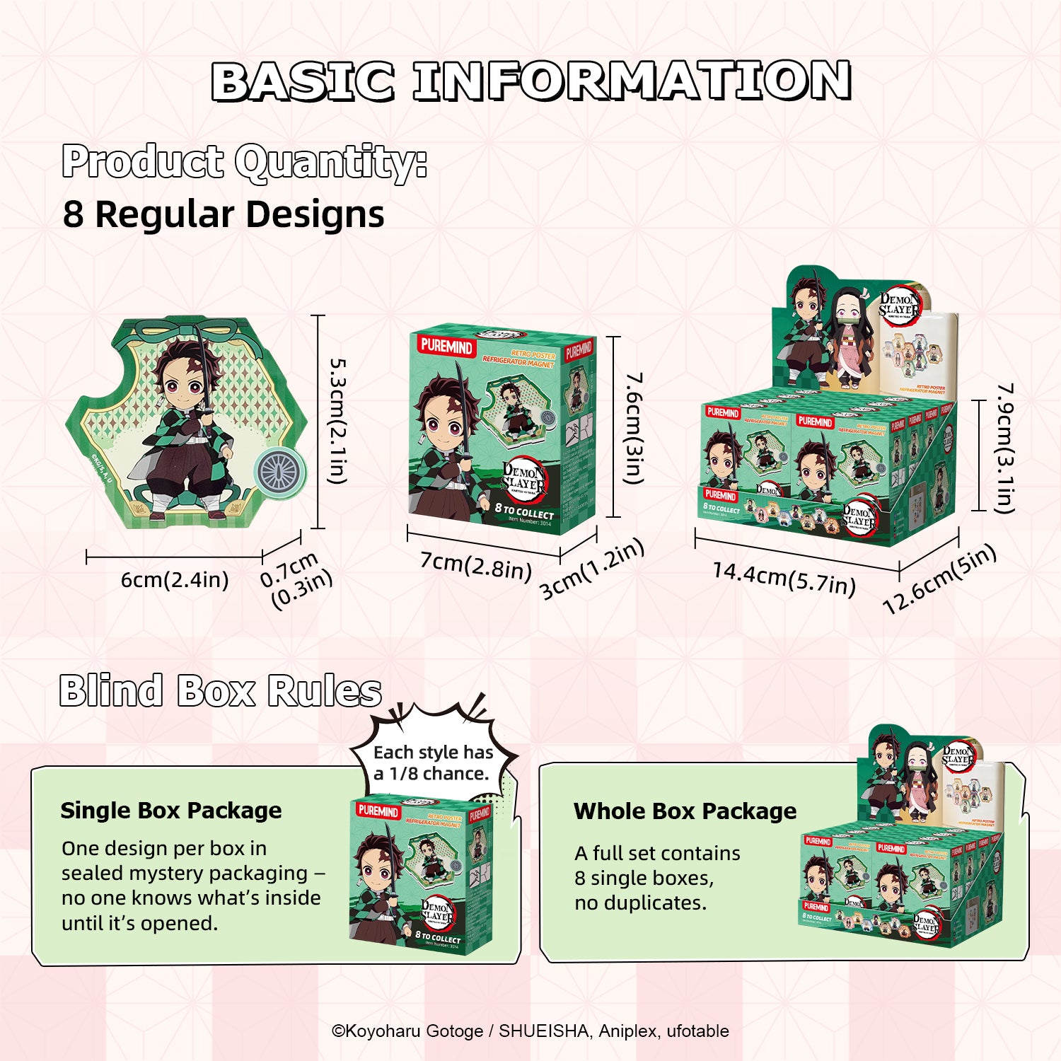 Puremind x Demon Slayer Retro Poster Refrigerator Magnet Blind Box 3014EN-BOX