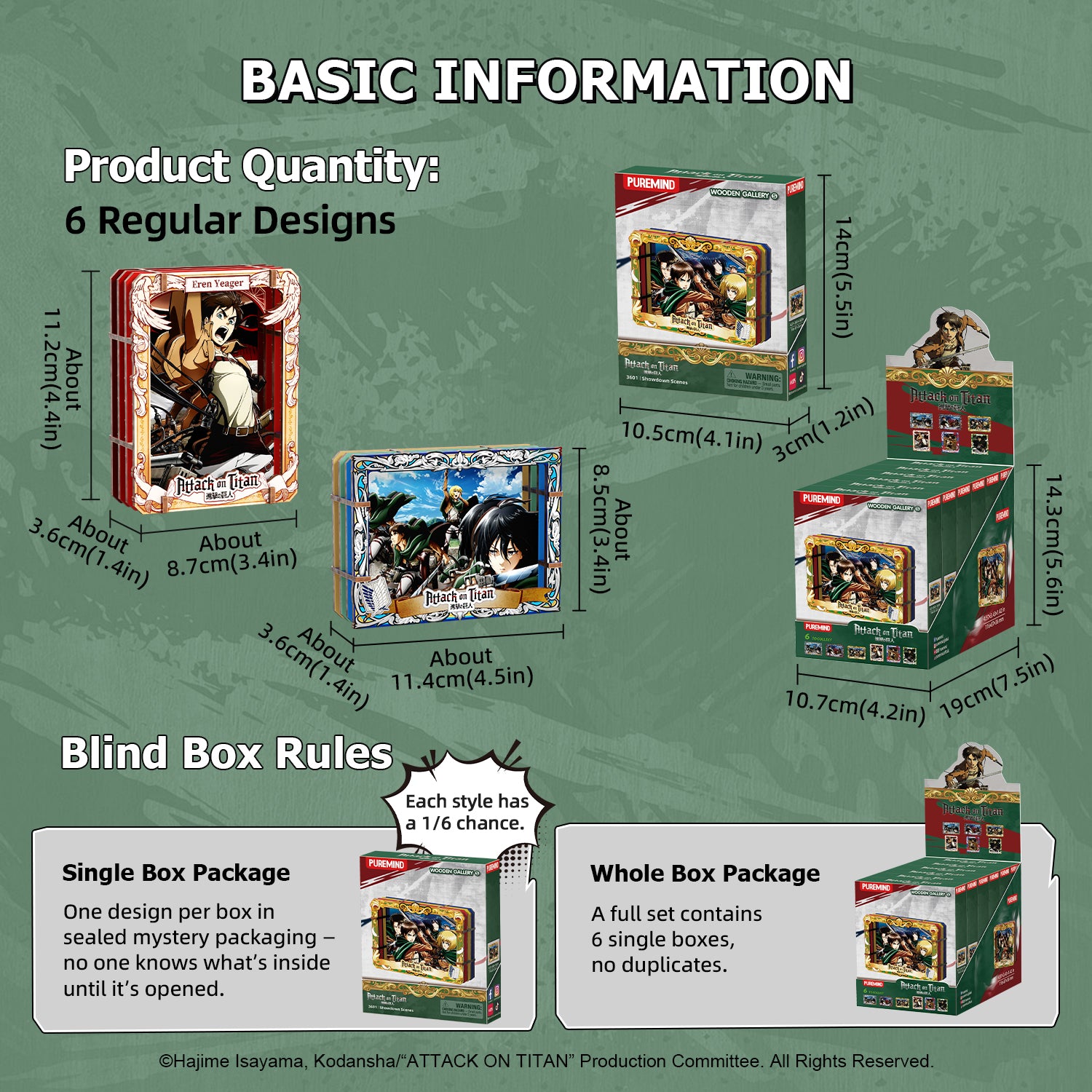 Puremind x Attack on Titan Wooden Gallery（S）Blind Box 3601EN