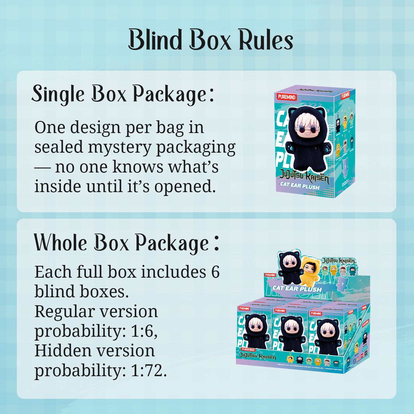 Puremind x Jujutsu Kaisen Cat Ear Plush Series Vinyl Plush Blind Box 2726