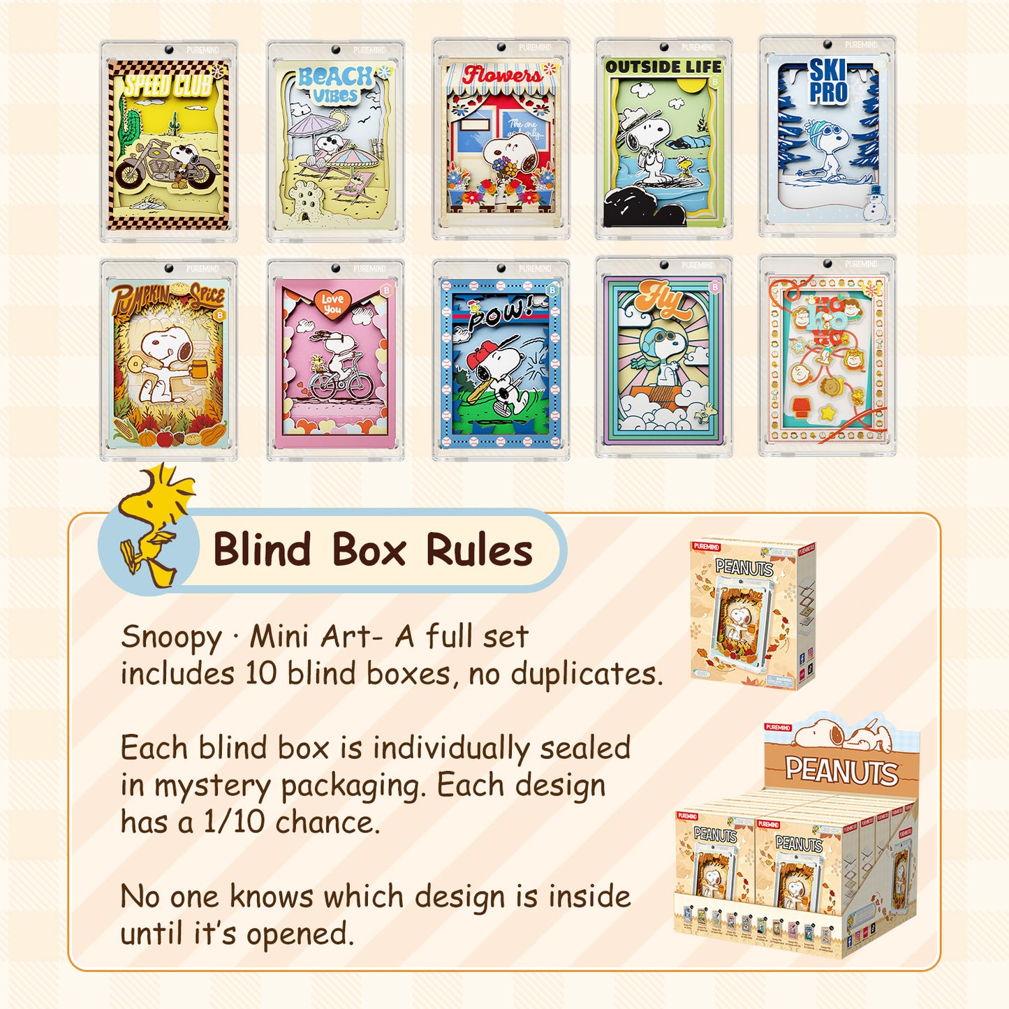 Puremind x Snoopy Mini Art Blind Box 1209-BOX