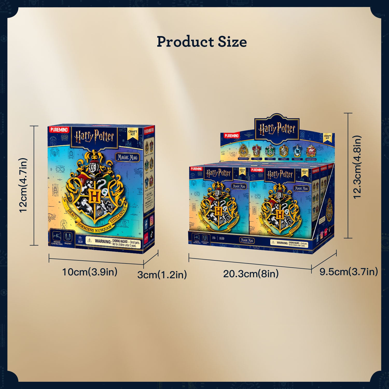 Puremind Magic Mag Series fridge magnets - Product size