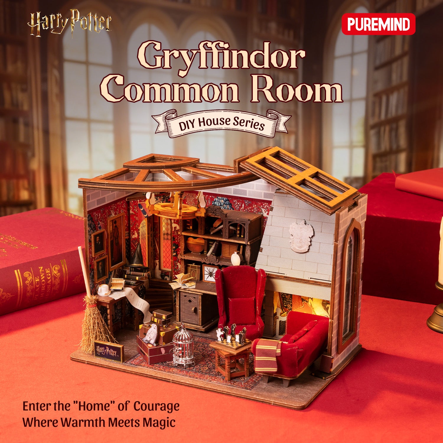 Puremind x Harry Potter Gryffindor Common Room wooden puzzle assembled display