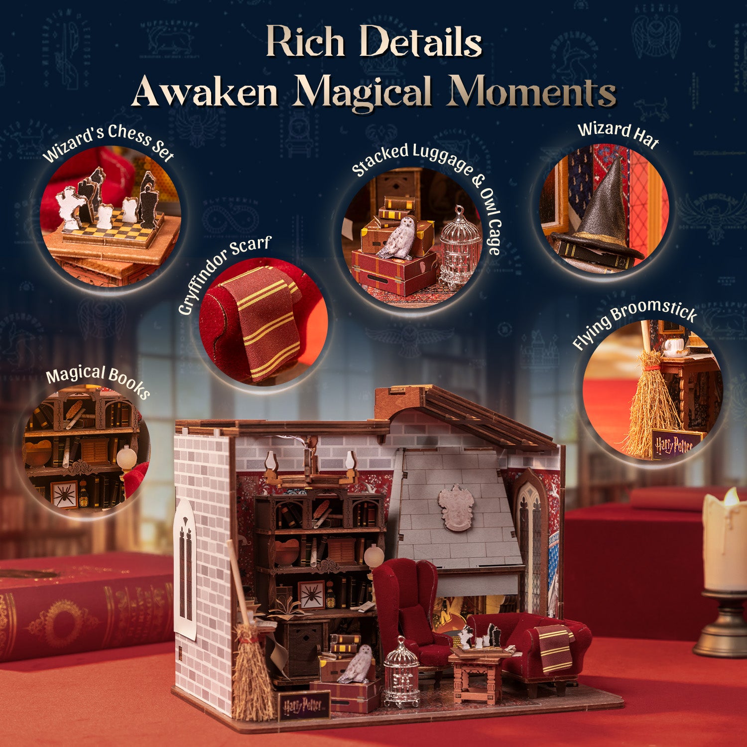 Puremind x Harry Potter Gryffindor Common Room wooden puzzle pieces