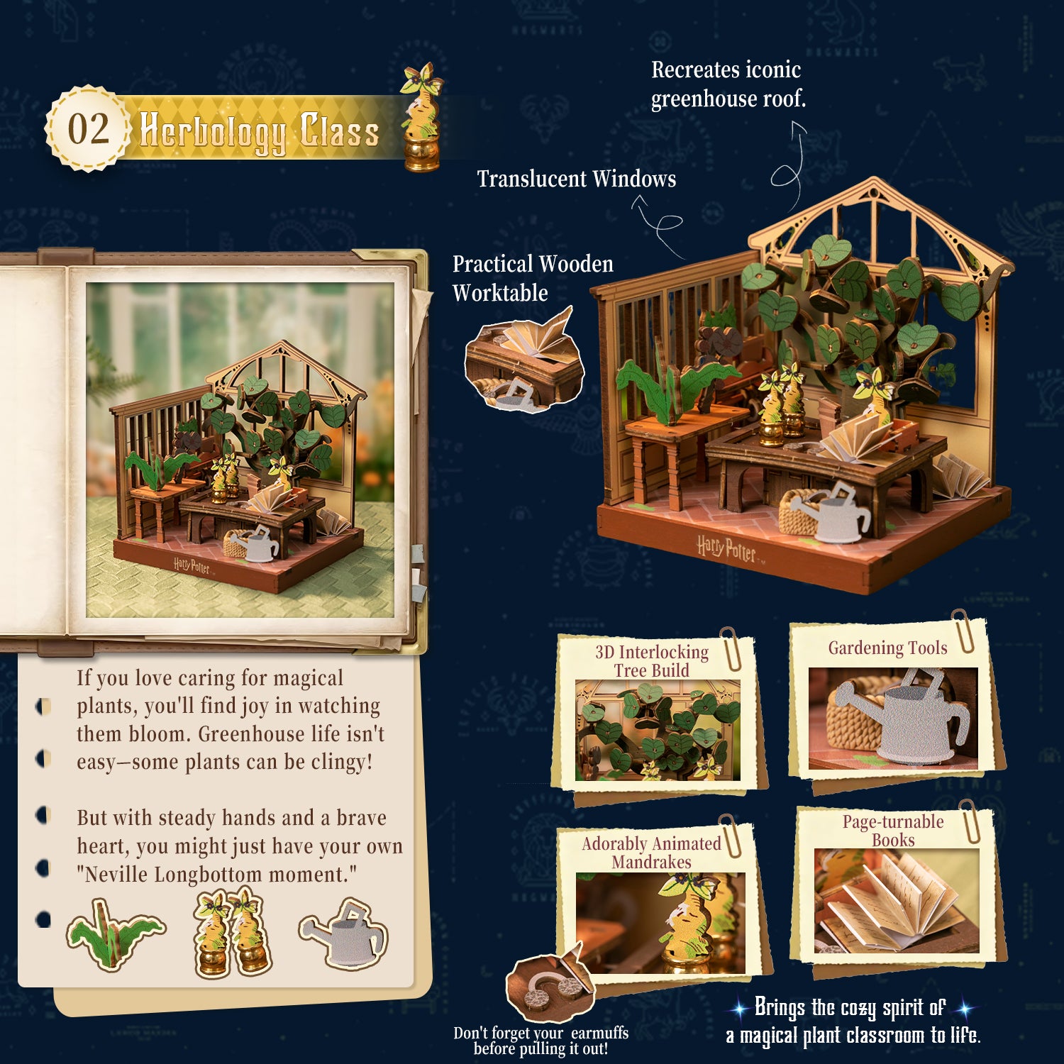 Puremind x Harry Potter Herbology Class wooden puzzle detailed design