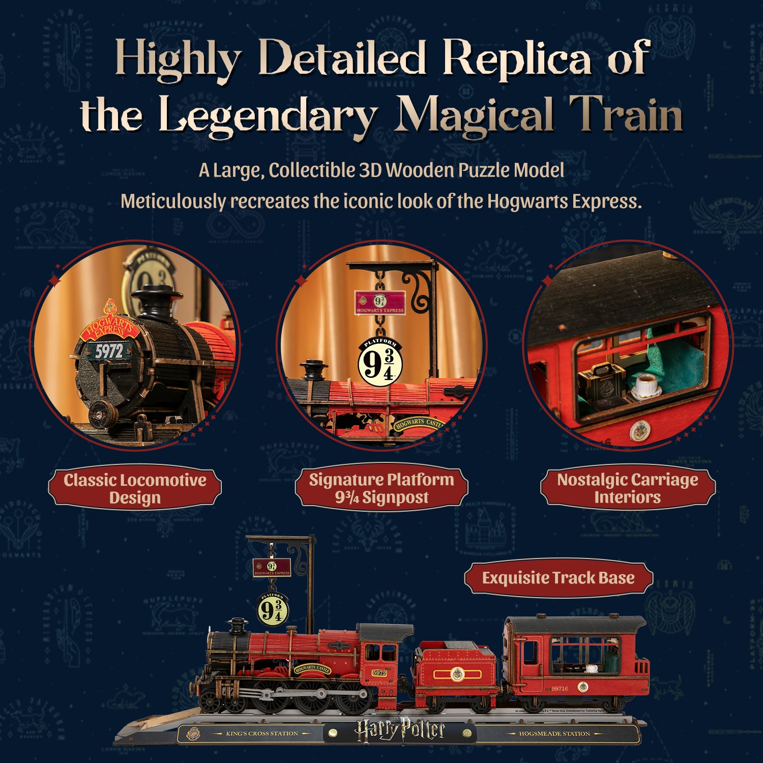 Puremind x Harry Potter Hogwarts Express Wooden Gallery - close-up wood details
