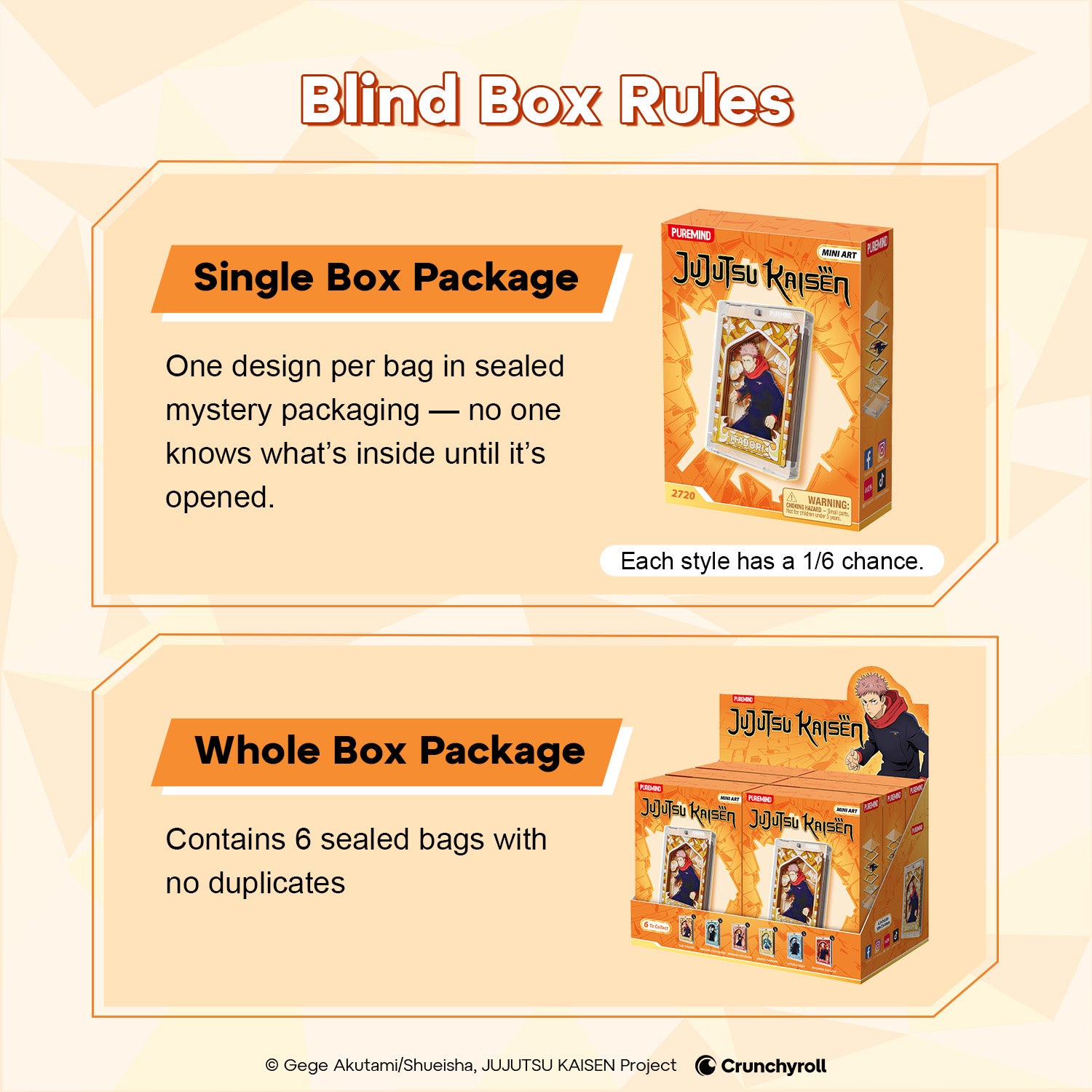 Puremind x Jujutsu Kaisen Sorcery Prism Pane Series Mini Art Blind Box