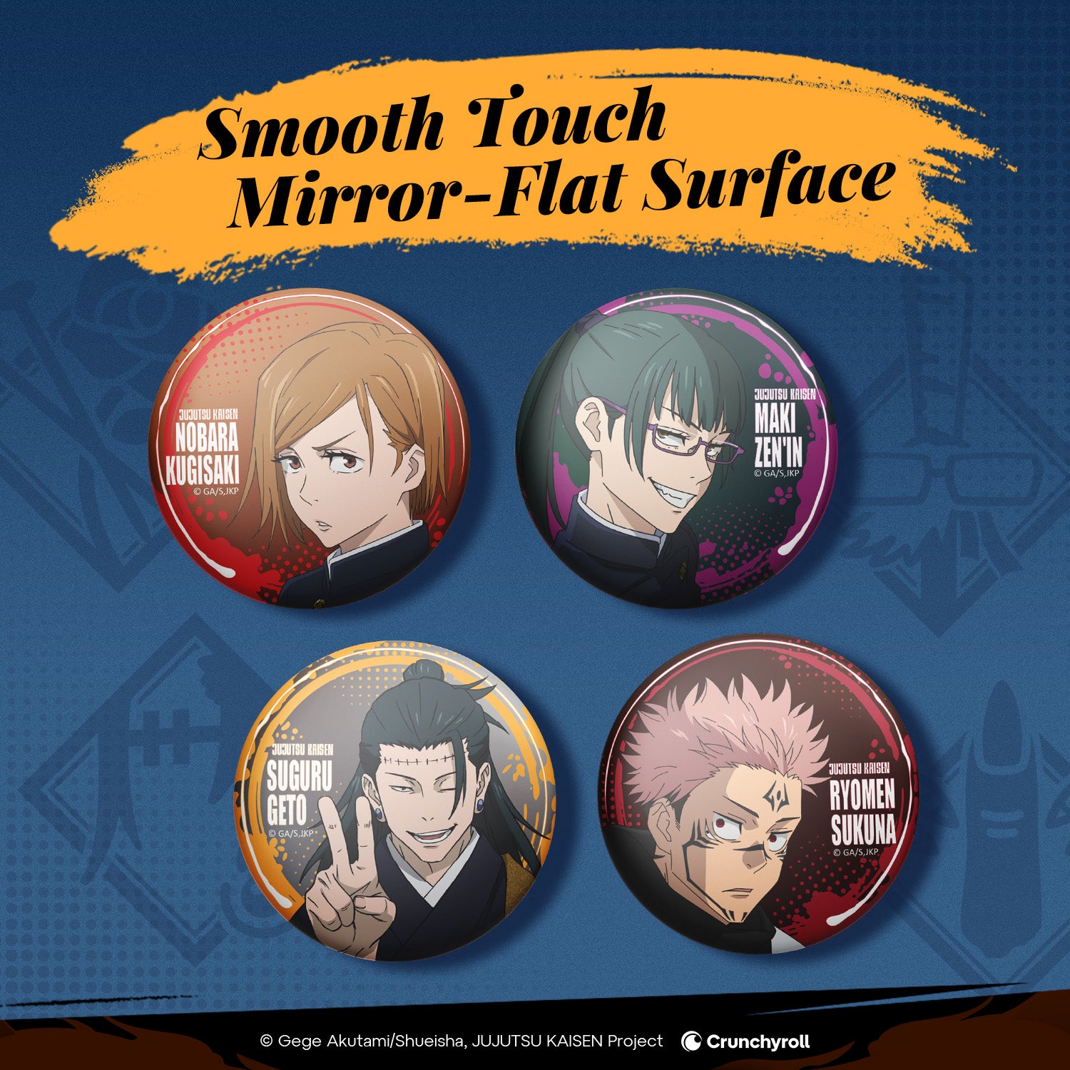 Puremind x Jujutsu Kaisen button pin - close-up character