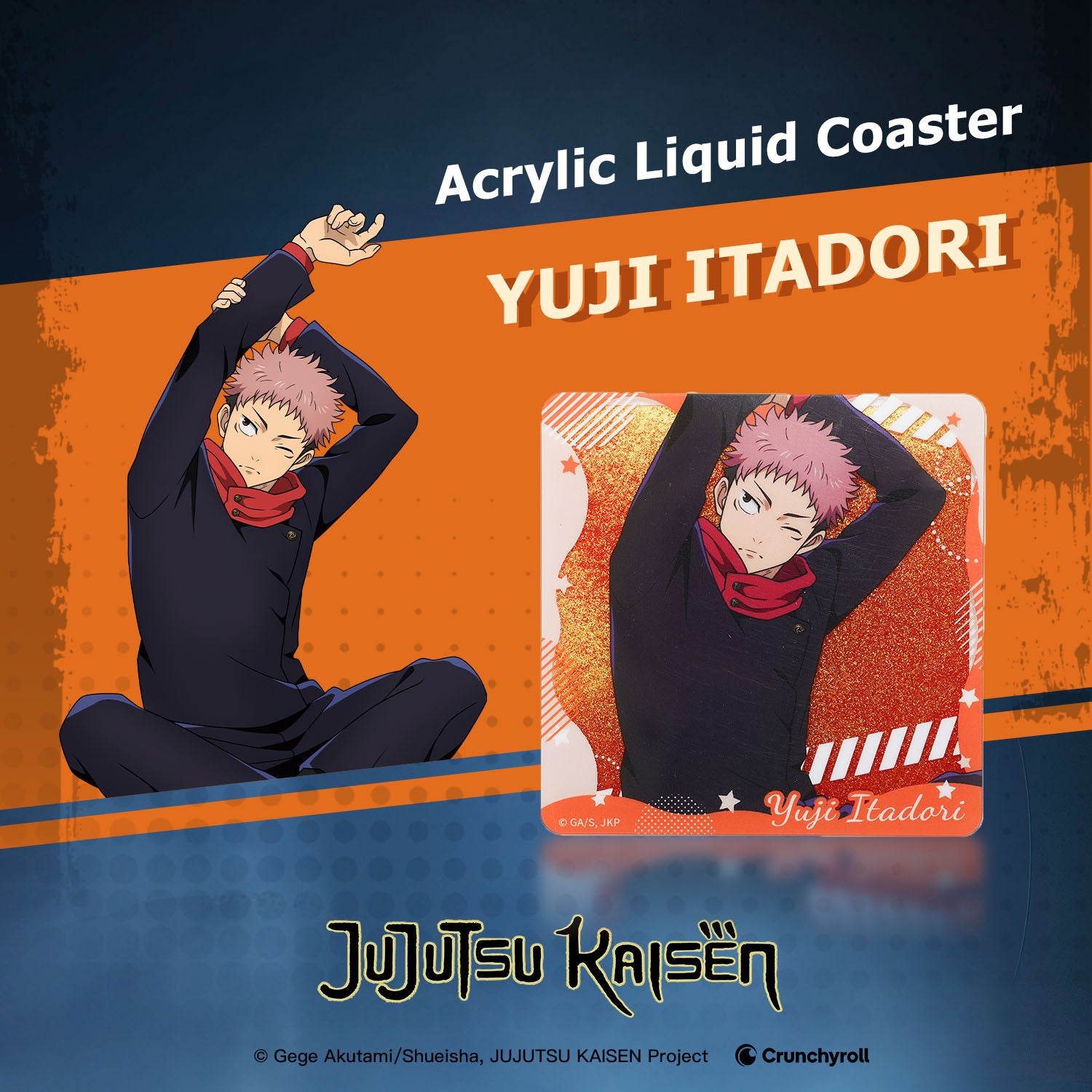 Puremind x Jujutsu Kaisen character Acrylic Liquid Coaster display Yuji Itadori