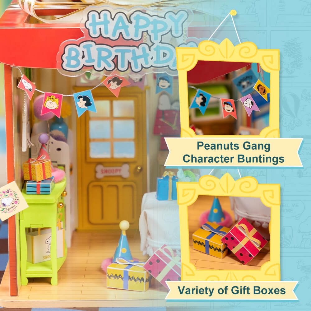 Puremind x Snoopy Birthday Party wooden puzzle detail close up 2