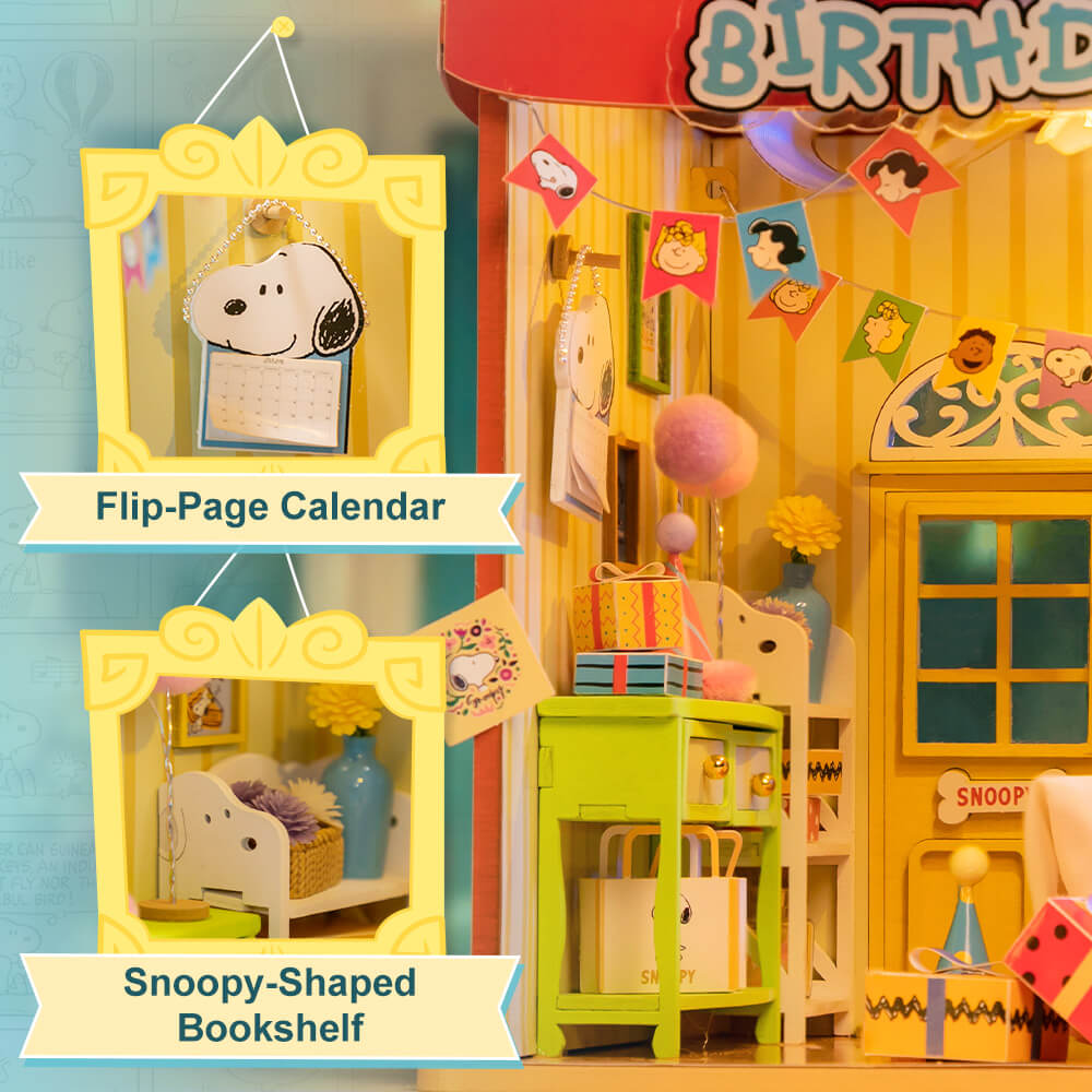 Puremind x Snoopy Birthday Party wooden puzzle detail close up 3