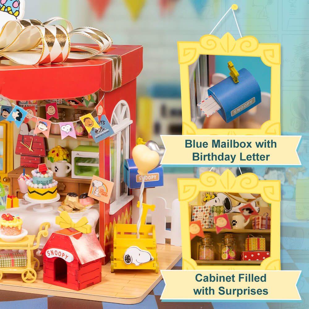 Puremind x Snoopy Birthday Party wooden puzzle detail close up 4